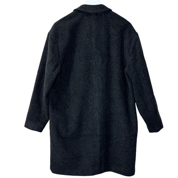 Everlane The Italian ReWool Cocoon Coat Heathered Black Women 12 NWT Button - Picture 3 of 11
